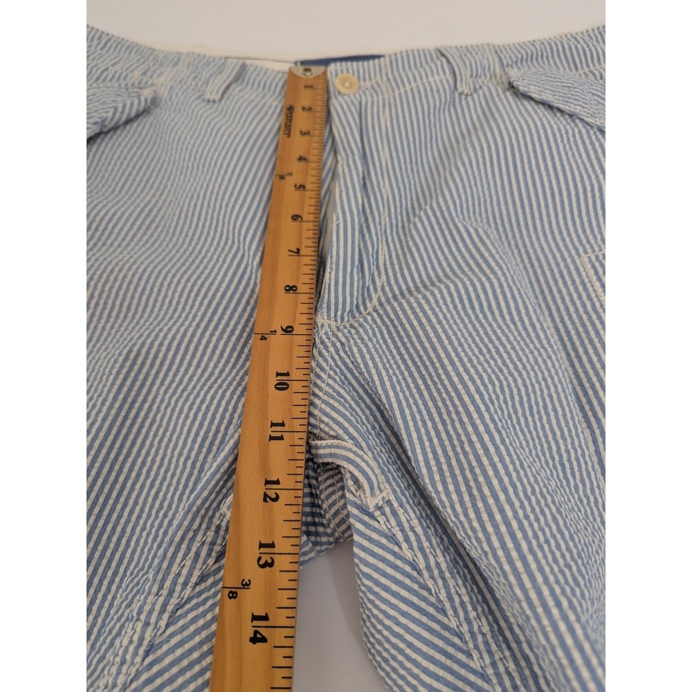 Polo Ralph Lauren Mens Seersucker Cargo Shorts Blue Striped Size 40 Inseam Loops - Picture 9 of 11